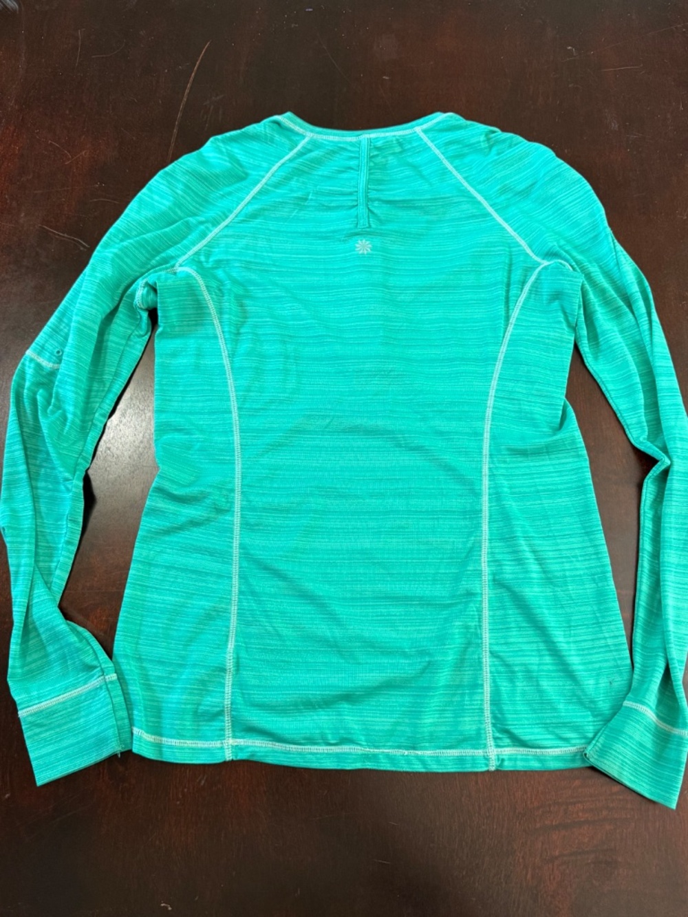 Athleta Green Micro Stripe Quarter Zip Pullover Size Medium - Picture 6 of 10